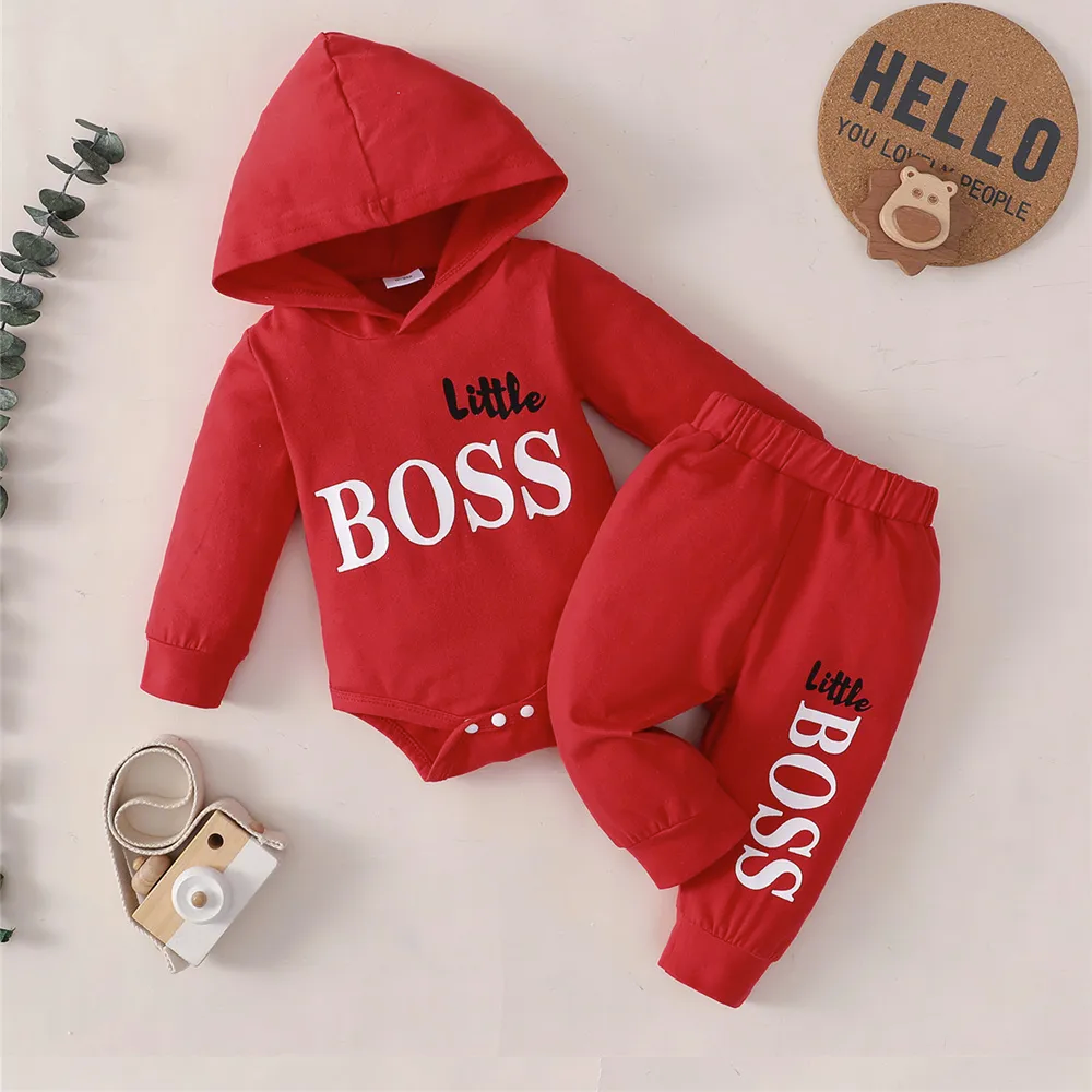 "Little Boss" Hoodie Bodysuit & Sweatpants Set (2pc) - BEAR TREE BABY