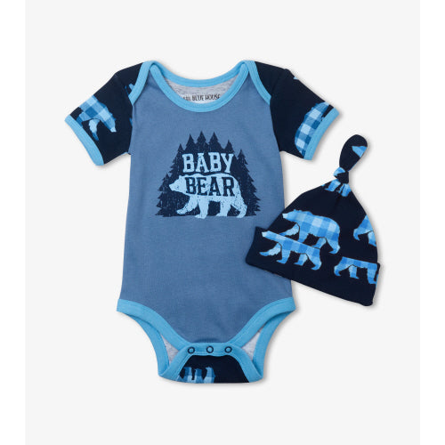 Baby Bear Blue Bodysuit with Hat - BEAR TREE BABY