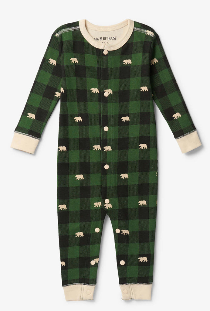 Forest Green Plaid Baby Union Suit - BEAR TREE BABY