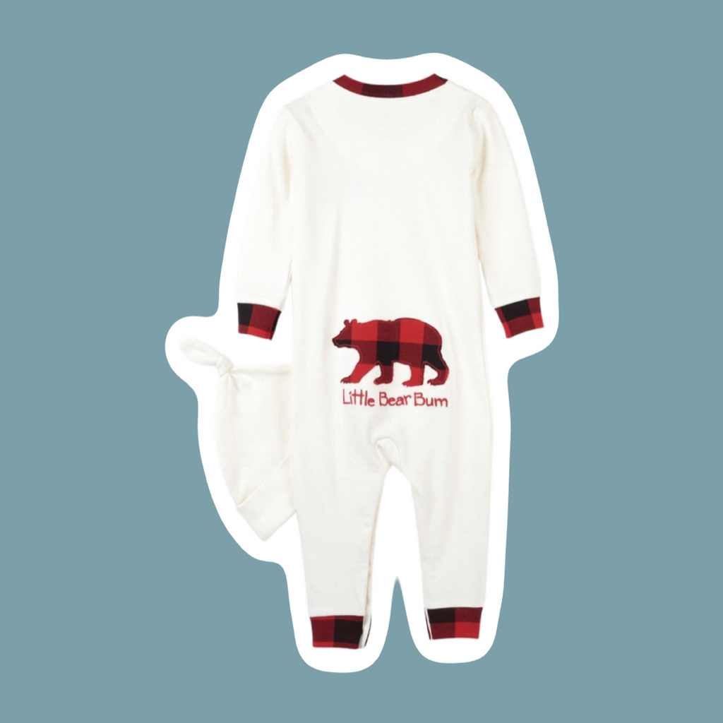 Buffalo Plaid Baby Coverall with Hat - BEAR TREE BABY