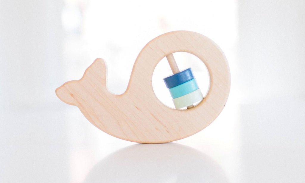 Whale Wooden Baby Rattle - BEAR TREE BABY