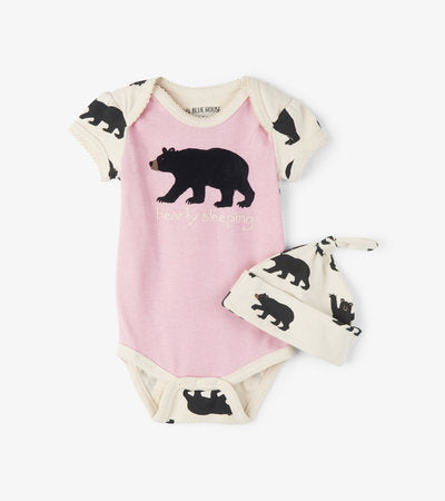 Bearly Sleeping Baby Bodysuit w/Hat - BEAR TREE BABY