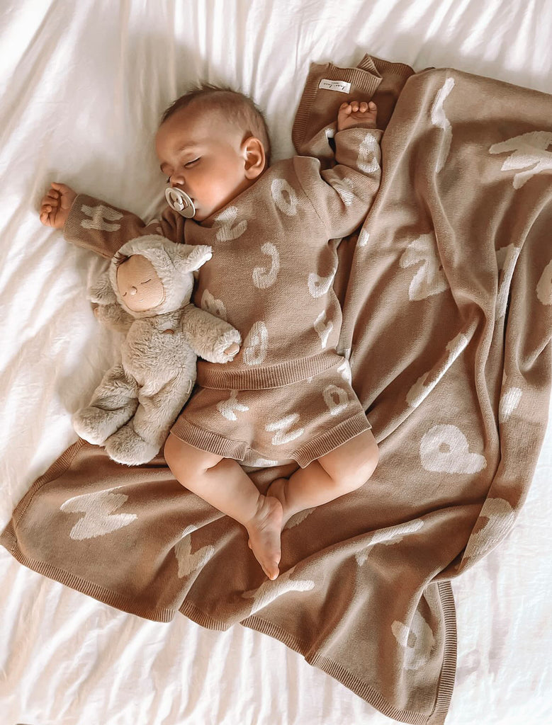 Alphabet Jacquard Baby Blanket - BEAR TREE BABY