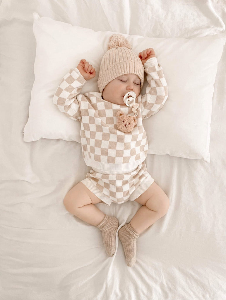 Checkered Jacquard Pullover Sweater - BEAR TREE BABY