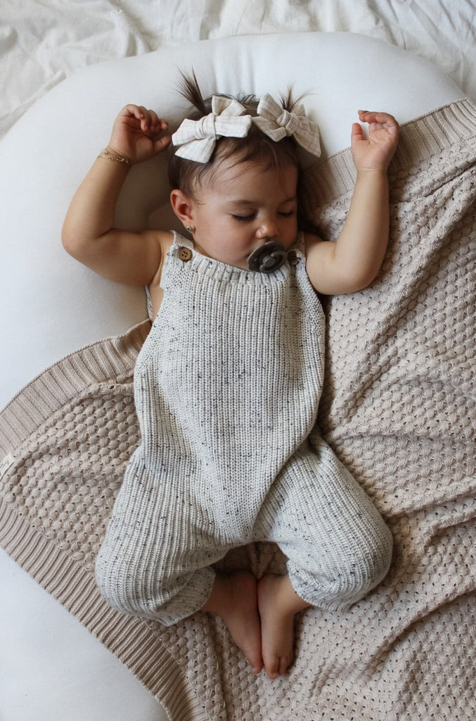 Chunky Knit Overalls - Black Speckle - BEAR TREE BABY
