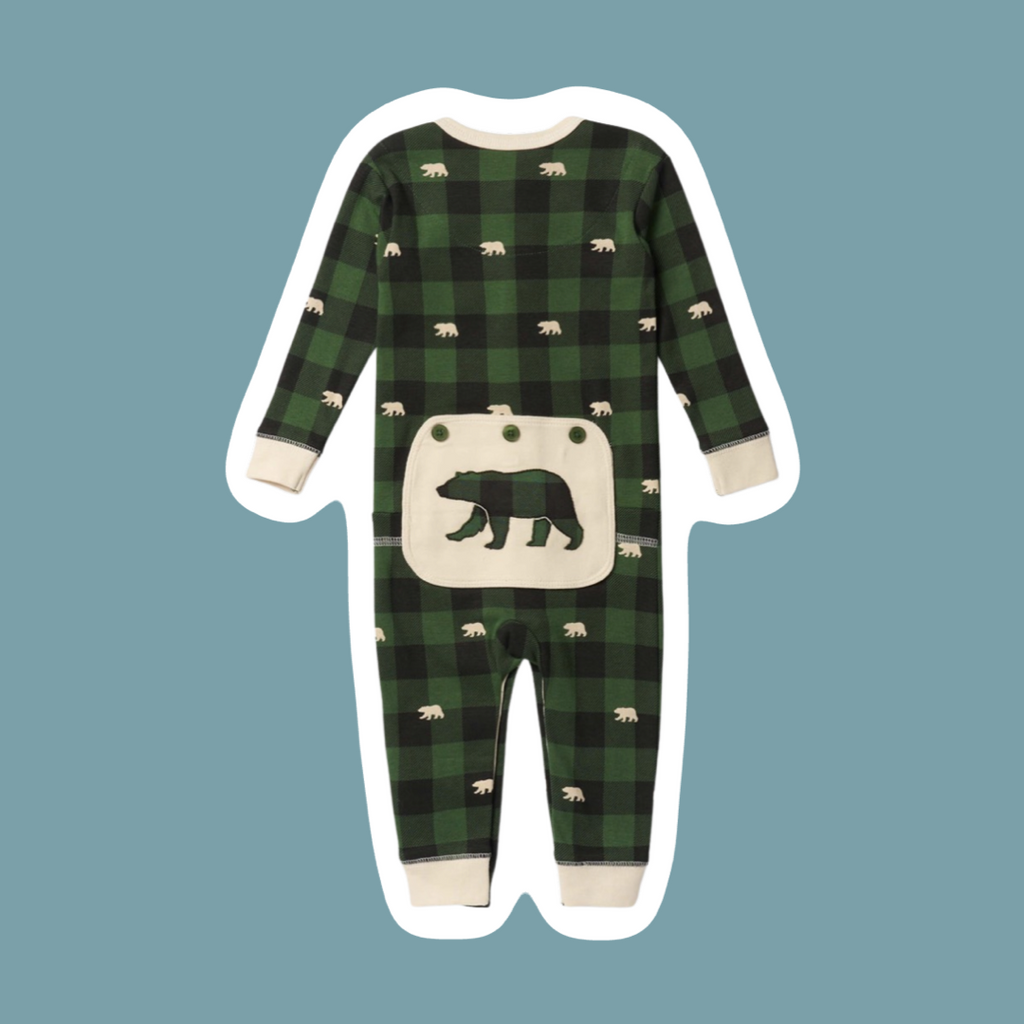 Forest Green Plaid Baby Union Suit - BEAR TREE BABY