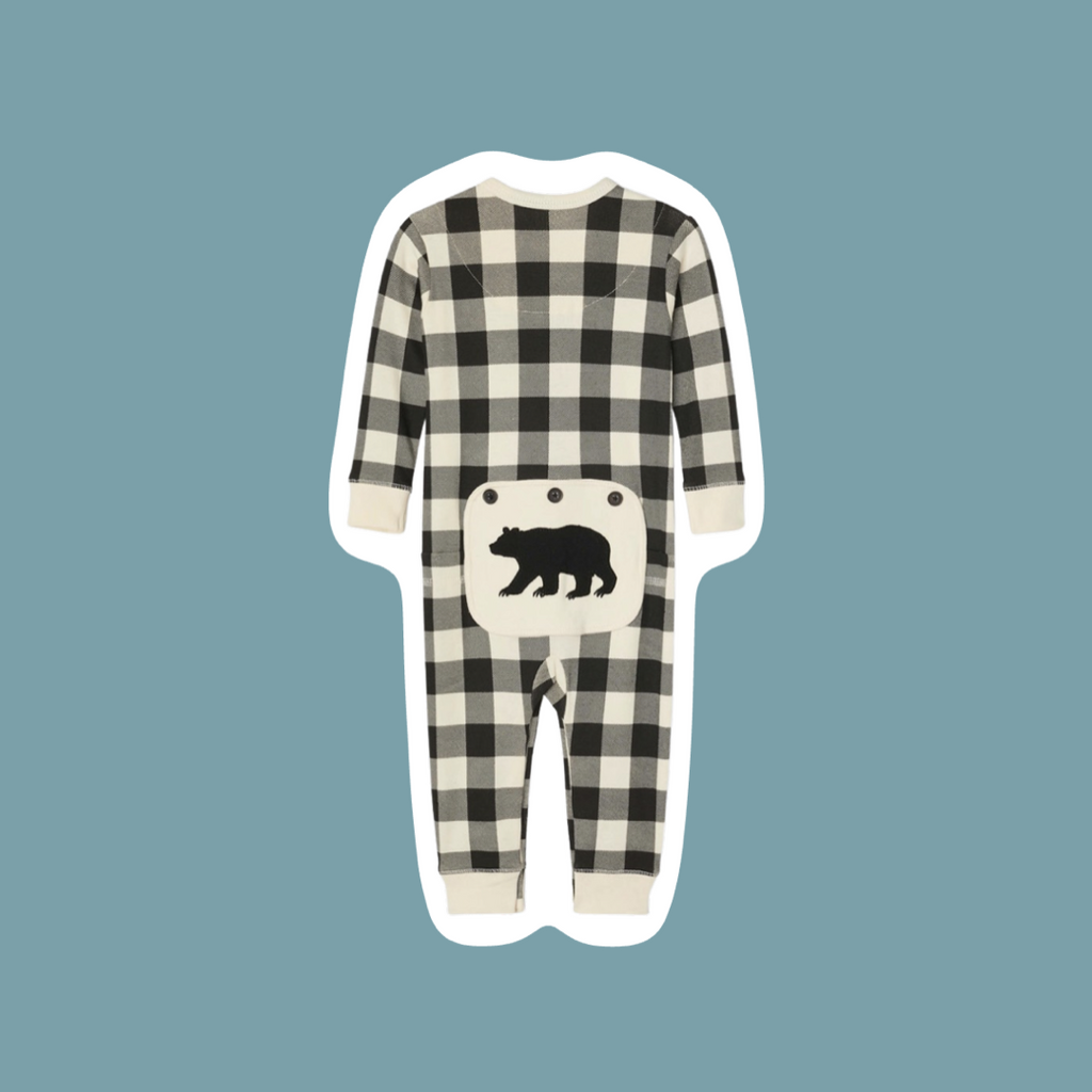 Baby Union Suit (Cream Plaid) - BEAR TREE BABY