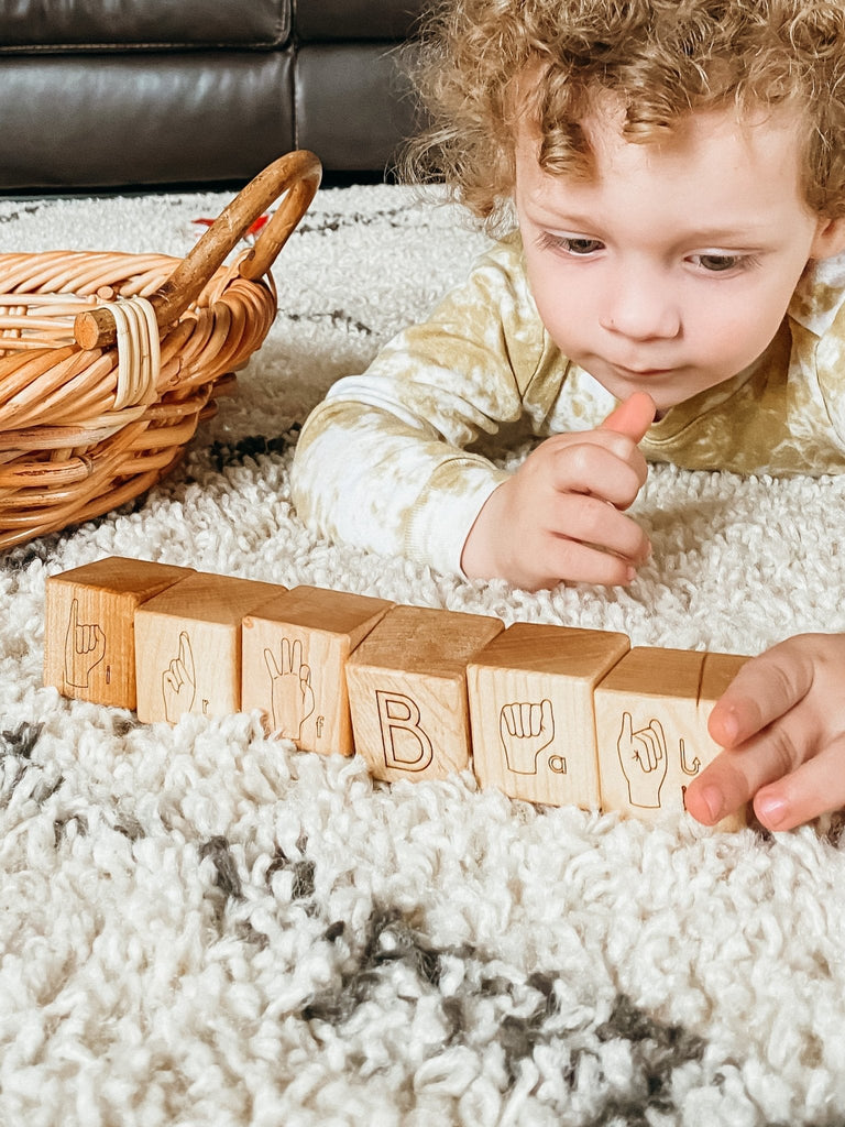 American Sign Language ABC Blocks - BEAR TREE BABY