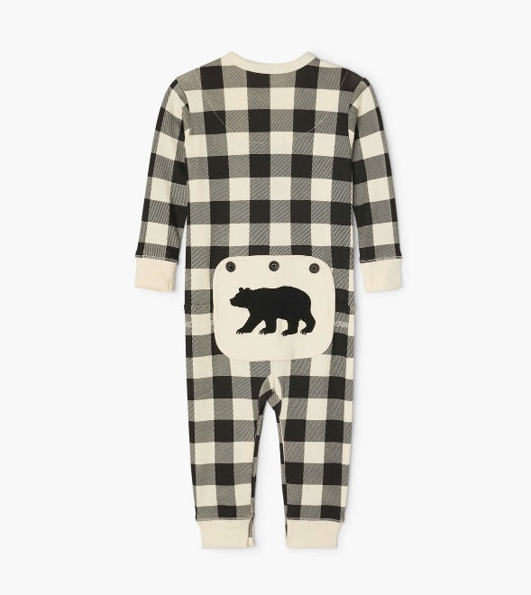 Baby Union Suit (Cream Plaid) - BEAR TREE BABY